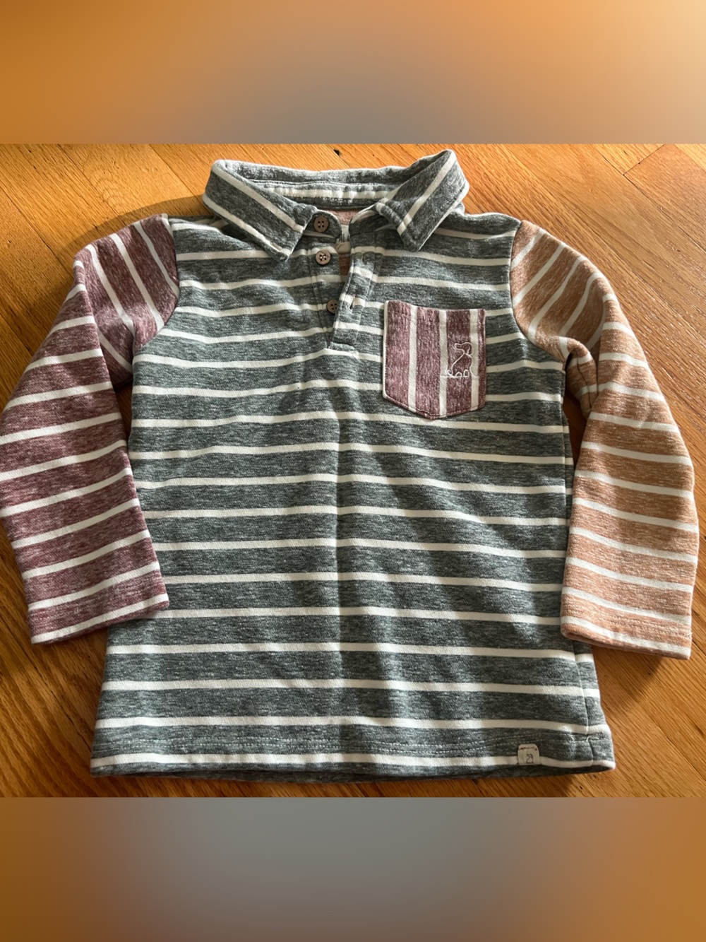 ME & HENRY LONG SLEEVE NAVY STRIPE COLORBLOCK POLO